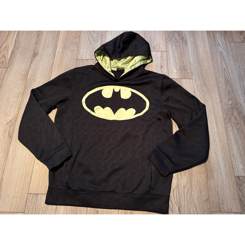 Batman DC Comics Black Yellow Logo Performance Hoodie Sweatshirt Mens S‎